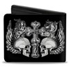 Buckle-Down Men's Bifold Wallet-BD Skulls w/Wings, Multicolor, 4.0" x 3.5"