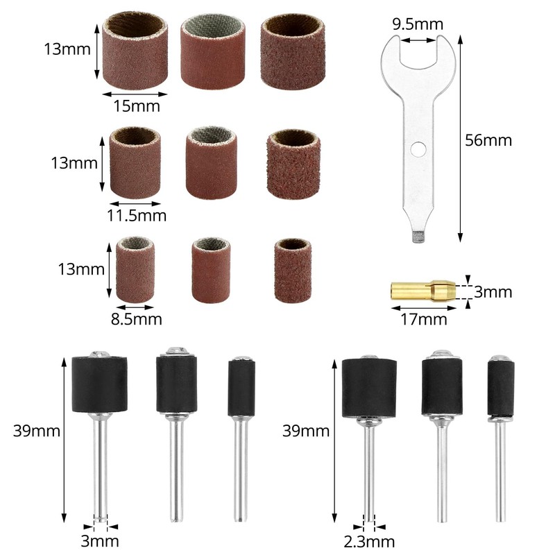 QWORK® 531-Piece Sanding Sleeve Set for Power Tools, Grit 80-600,