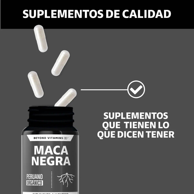 Maca Negra Peruana Orgánica 1000 Capsulas Suplemento Alimenticio Vegano Vitaminas