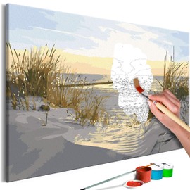 Murando painting-by-numbers, Shore sea, 60 x 40 cm, painting set with wooden frame on canvas, for adults and children, as DIY gift decoration, n-A-0750-d-a.