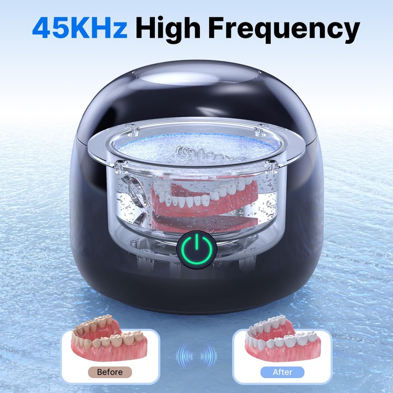CXRUY Ultrasonic Retainer Cleaner - UV Dental Cleaning Pod Night