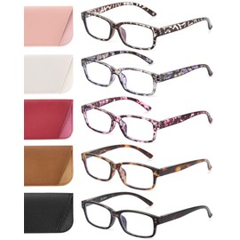 JOLISU Reading Glasses for Women Men - 5 Pack Ladies Stylish Readers Computer Eyeglasses W/Spring Hinge - Blue Light Blocking Glasses Anti Eyestrain 2.0