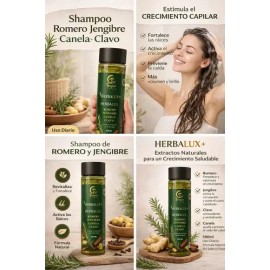 2 Shampoo Natural Romero Acelera Crecimiento Cabello Brillo                                                                                           