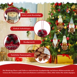 Gnome Small Christmas Tree Decoration, Pack of 8 Pine Cones Christmas Pendants, Vintage, Christmas Gnome Christmas Tree Decoration Decoration, Christmas Decoration