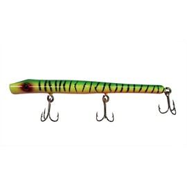 Nite Stalker Pencil Plug 5" - with 3 Treble Hooks, Size 4 (Fire Tiger) Custom Painted in USA