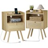 SUPERJARE Nightstands Set of 2, Night Stands with Charging Station
