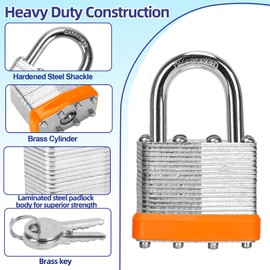 Padlocks with Same Key, LQYN 60 Pcs Laminated Keyed Padlock (1-9/16", 40mm), Keyed Alike Locks, Normal Shackle, for Storage Locker, Hasp Latch, Toolbox, Sheds