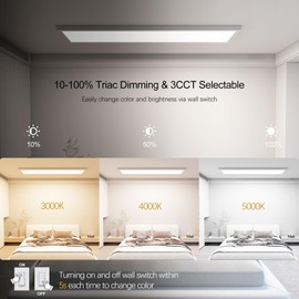 AIKVSXER 6PACK 1x4 LED Flat Panel Light Surface Mount LED Ceiling Light, 5500LM 50W TRIAC 10-100% Dimmable, 3000/4000/5000K AC120V Kitchen Lights Ceiling Flush Mount for Garage/Basement/Laundry