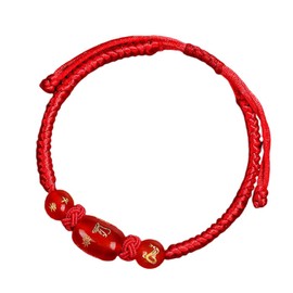 Kysin Chiys 2025 New Year of Snake Red String Bracelet Adjustable 12 Zodiac Horse Charm Bracelet Chinese Animal Good Luck Feng Shui Red Rope Bracelet Jewelry Gifts for Women Men - Red Beads 01