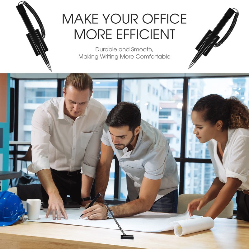 Teling 100 Pieces Secure Counter Pens with Chain Holder Desk