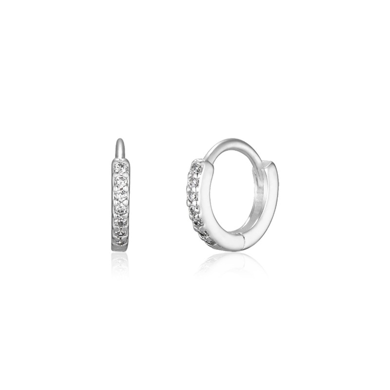925 Silver Standard Cubic One-Touch Ring Earrings (Pair) S /