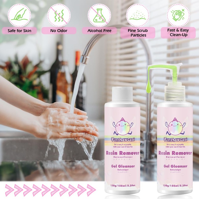 FUNSHOWCASE Resin Cleaner Epoxy Remover with Refill Set 10oz 300ml