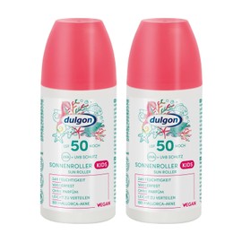 dulgon 2 x SPF 50 Sun Cream Roller for Children 100 ml - Protection Against UVA & UVB Radiation - Waterproof & 24 Hours Moisture - Sun Cream Children Fragrance-Free, Vegan & Microplastic-Free