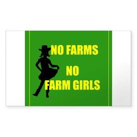 CafePress NO Farms No Farm Girls Funny Woman Sticker Rectangle Bumper Sticker Car Decal