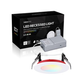 TORCHSTAR 4 Inch 2 Hour Fire Rated Ultra Thin LED Downlight with J Box, UL263, Slim Recessed Canless Light, IC Rated, 650 LM, 5CCT Selectable 2700K3000K3500K4000K5000K, Dimmable, ETL & ES & T24