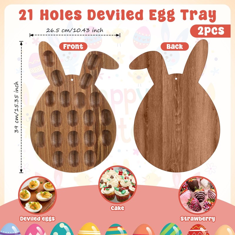 Cinnvoice 2 Pcs 15x10inch Easter Deviled Egg Platter Easter Egg