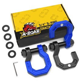 A-BOAR Separate D-Ring Shackles, 2Pack, 3/4" Separate D-Ring Shackles 7/8" Pin, 57320lbs Breaking Strength, Heavy Duty Forged Steel, D-Ring Towing Winch Shackle for Recovery, 4x4 Off-Road, Black Blue