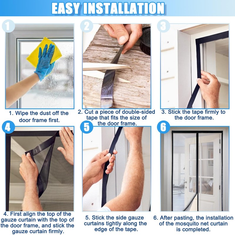 Magneten Fliegengitter Tür, Magnet Insektenschutz Balkontür, 110x210cm Fliegengitter Balkontür, Magnet