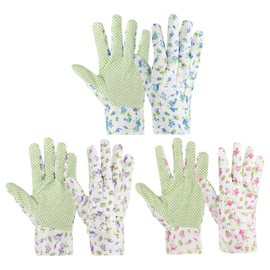 PATIKIL Floral Gardening Gloves for Women, 3 Pair Non-Slip Grip Garden Glove Women Working Yard Gloves for Yard Cleaning, Gardening, Weeding, Planting, Blue Purple Pink