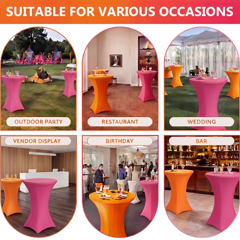 2 Pack Cocktail Table Covers Party Decorations, Pink and Orange