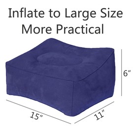 MYFON Inflatable Travel Pillow, Inflatable Travel Foot Rest Pillow, Leg Rest Pillow for Cars, Home, Office, Trains, Airplane, Blue