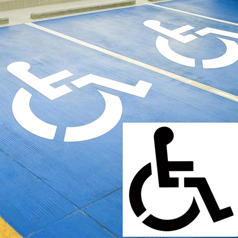 36’’x36’’ Handicap Parking Stencil for Painting, ADA Compliant, Reusable Silicone