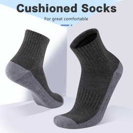 Heatuff Mens Cushioned Ankle Socks, Comfort Athletic Running Casual Quarter Socks (8 Pairs)