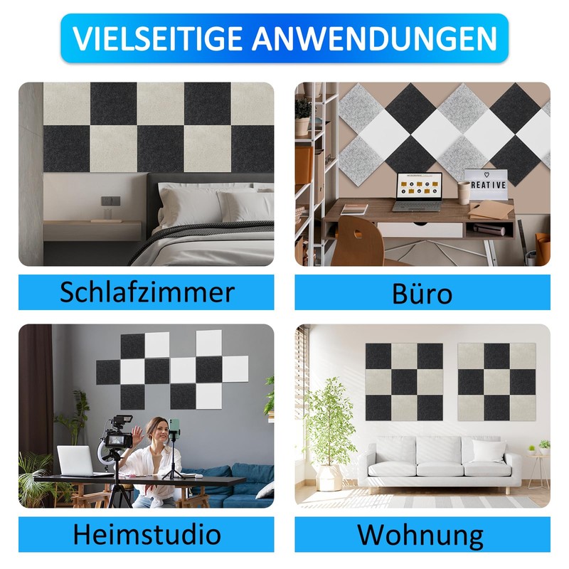 BXI Thickened Sound Absorbing Panels, 12 Pack, 30 x 30