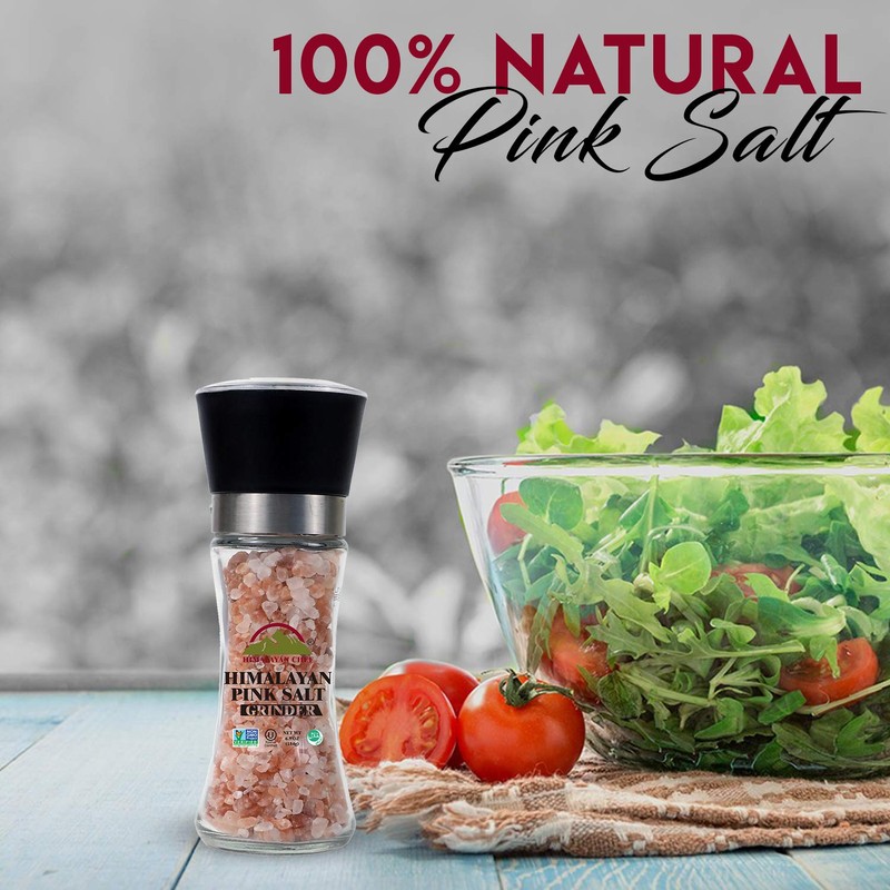 Himalayan Chef SaltCoarse SaltGlass, Pink Salt Coarse Glass Grinder, 6.34