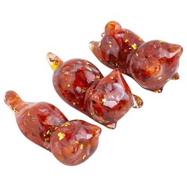 BRTNUP 3PCS Crystal Ornaments, Crystal Cat Statue, Cat Decor Novelty Crystal Artware, Miniature Cat Statues, Crystal Mini Cat Sculpture for Cat Lover Gift (Red)