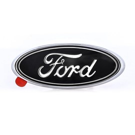 Ford Black Oval Novelty Decorative Logo Chrome Plated Plastic Emblem.