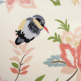 Tosleo Embroidered Throw Pillow Covers 18x18 inch Pack of 2 Vintage Birds with Pink Flowers Farmhouse Pillow Cushion Cases Decorative Pillowcases Home Decor Square Floral Pillow Case