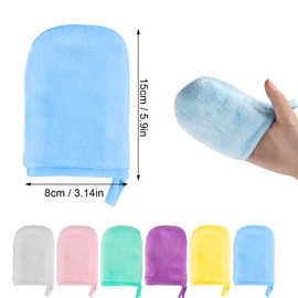 YILANJIN Make-Up Remover Gloves, 6 Pack Reusable Makeup Remover Cloth, Microfibre Face Mitts, Make-Up Remover Cloths, Soft Facial Cleansing Gloves for All Skin Types