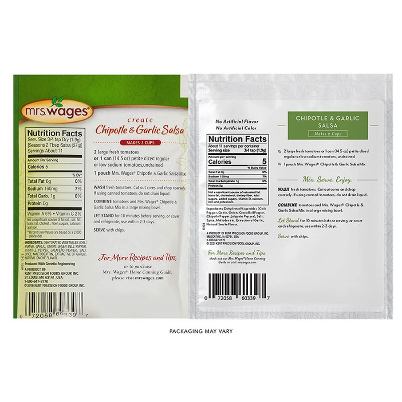 Mrs. Wages Chipotle and Garlic Salsa Seasoning Mix, Quick and