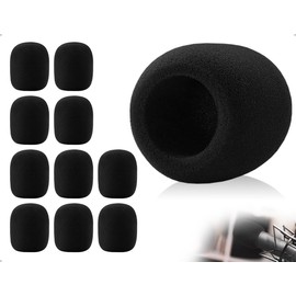 AOYEGIC Pack of 10 Microphone Windscreen, Thickened Foam Pop Protection, Washable Pop Filter, Dustproof Microphone Cover, Used for KTV and Stage Performances (Black)