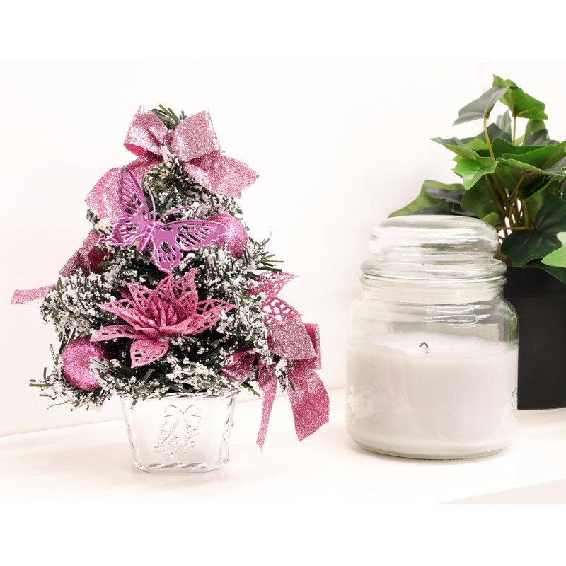 Christmas Concepts® 20cm (8") Frosted Bouquet With Baby Pink Decorations