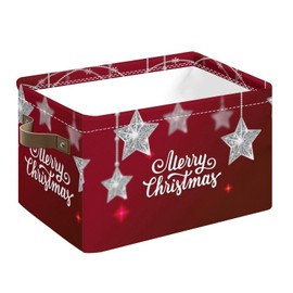 Christmas Storage Basket Santa Claus Gift Baskets with Handles Foldable Decorative Canvas Storage Bin for Living Room Shelves Office Clothes,14x10x8 In