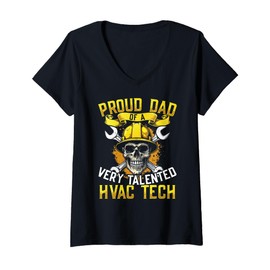 Womens HVAC Mechanic HVAC Engineer AC Repairman HVAC Technician Dad V-Neck T-Shirt