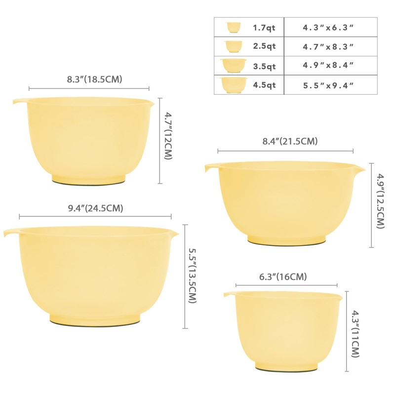 BoxedHome Mixing Bowl Set Yellow Mixing Bowl Set Plastic Salad