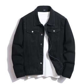 Men's Boyfriend Denim Jacket Casual Baggy Button Down Jean Blouse Top, Mens Casual Pocket Jackets Denim Long Sleeve Jackets, 8018, XXL