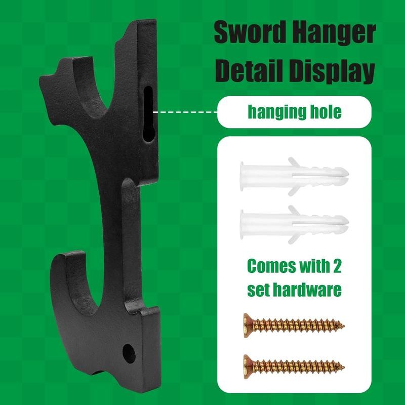 Sword Holder Wall Mount 2-Tier Hook Katana Holder Adjustable Display