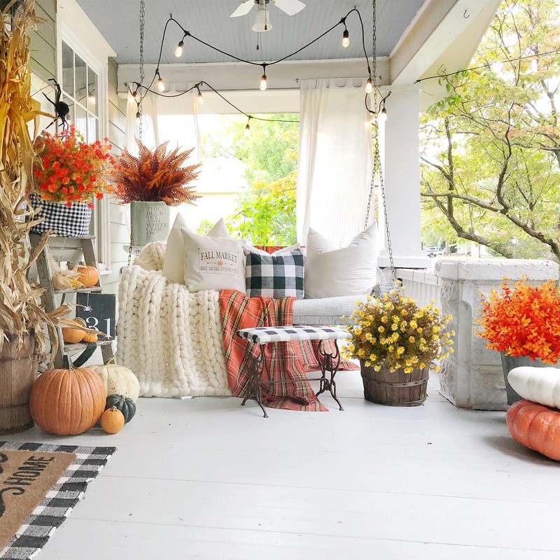 Woltoy Autumn Artificial Flowers 16 Pcs Autumn Decorations Outdoor Indoor