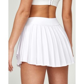 IUGA Tennis Skirt Pleated Skirts for Women with Pockets High Waisted Athletic Skirt Skorts for Woman Workout Golf Skort White