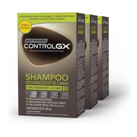 Shampoo Just for Men Control Gx, Desvanecedor Progresivo De Canas, Paquete de 3, 118ml