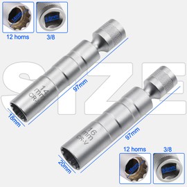 TUZHE Spark Plug Wrench 14 mm and 16 mm Pack of 2 Magnetic Universal Flexible Spark Plug Wrench Set Tools for Removing Spark Plugs (14 mm + 16 mm)