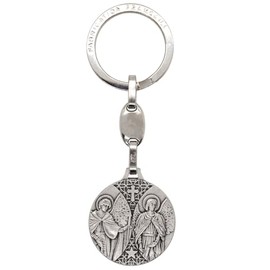 Saint Michael the Archangel and Archangel Gabriel and Raphael Keychain | Silver-Tone Metal | Great Catholic Gift | Christian Accessory | Made in France, Grey, Medium