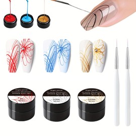 finger secret Spider Nail Gel Polish Red Golden Blue Spider Gel Polish for Nail Art,Spider Web Gel,Spider Gel Drawing Gel Nail Polish Set Nail Art Wire Drawing Gel for Line with Nail Art Brushes