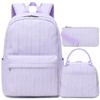 Kimwadalh Girls Bookbag with Lunch Box for School, 3PCS Purple