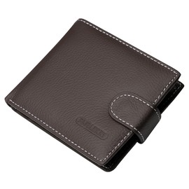LEEXTON Men's Leather Wallet with RFID Protection, Genuine Leather Wallet with Coin Compartment, 6 Compartments for Credit Cards, Money Bag, Men, coffee, Modern
