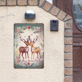 Chrismas Metal Tin Sign Vintage Merry Christmas Metal Sign Rustic Wall Decor For Home Bar Cafe Metal Sign 8x12 Inch